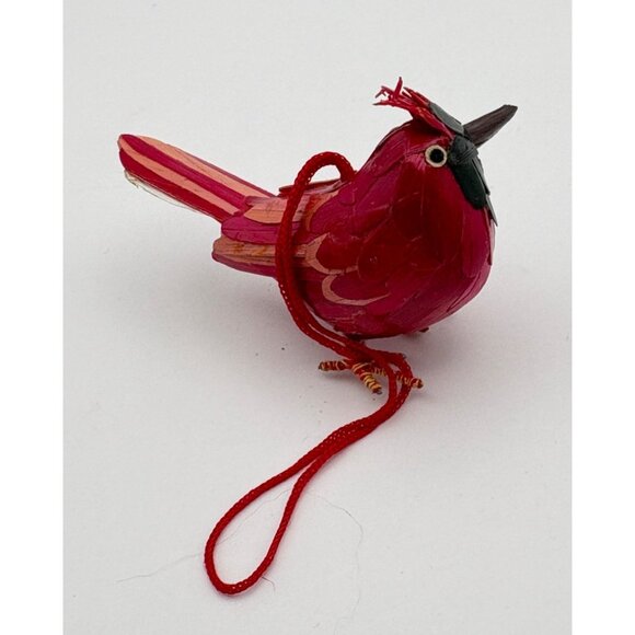 Vintage Wheat Straw Bird Christmas Tree Ornament Red Cardinal Miniature Nature - Picture 3 of 7
